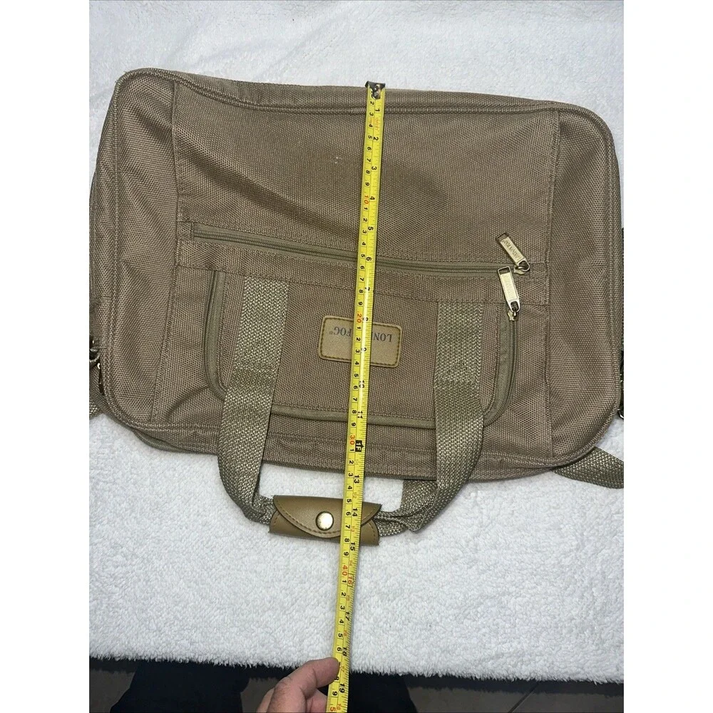 London Fog Messenger Laptop Bag Khaki Canvas W/Shoulder Strap 4 Zipper Pockets